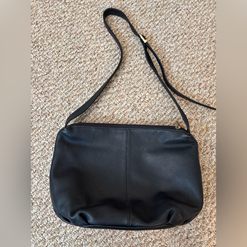 Stone Mountain  Black Leather Crossbody Bag NWOT